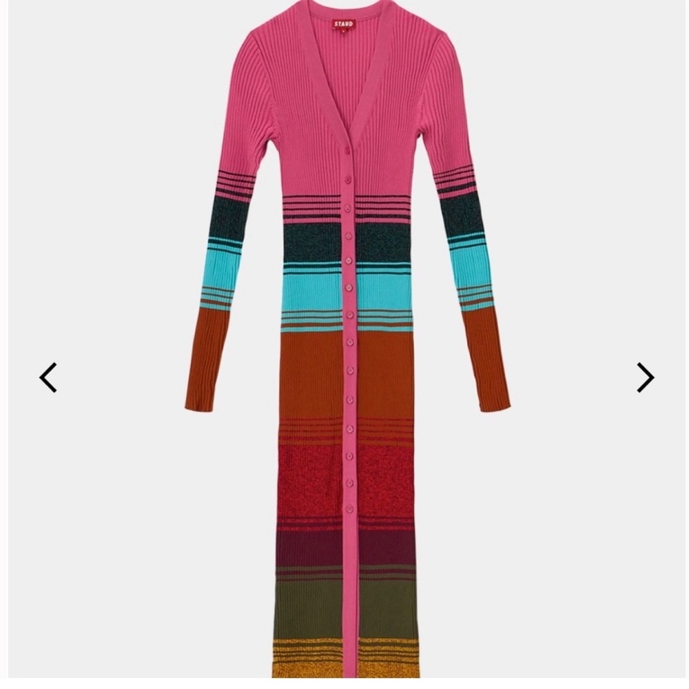 STAUD Multicolor Ribbed Button-Front Midi Dress i… - image 11